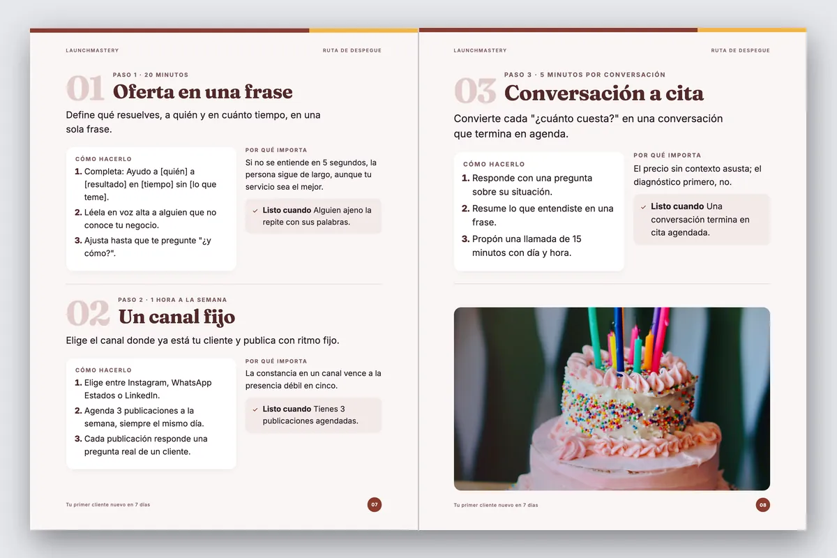 Guía para atraer clientes, páginas interiores